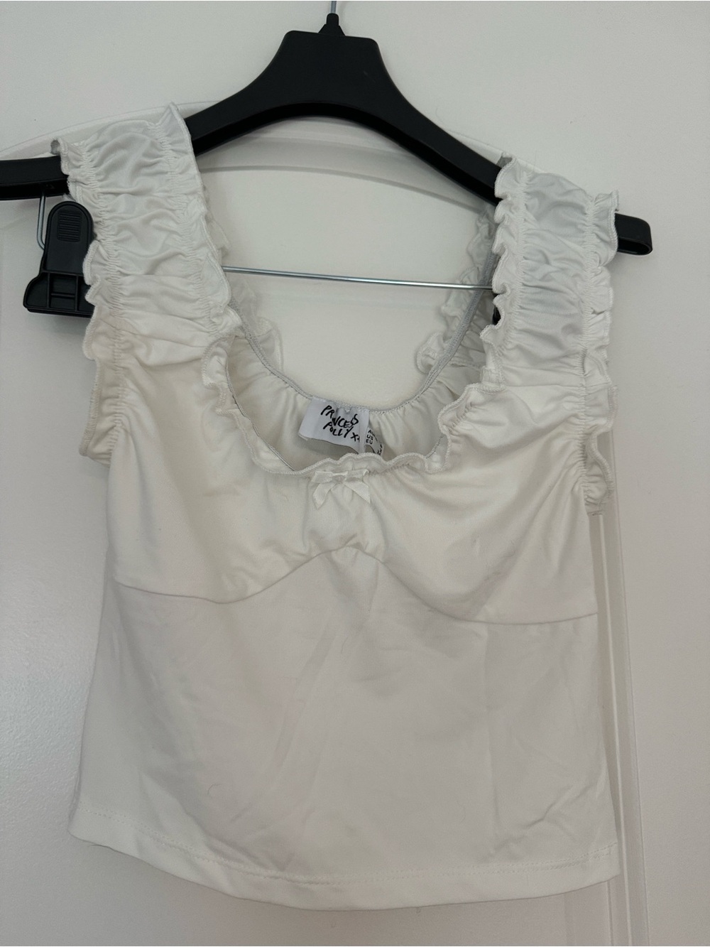 White Ruffled Tank Top with Scoop Neck